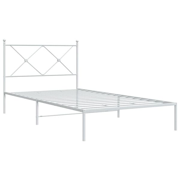 vidaXL Sängram med huvudgavel metall vit 100x190 cm