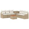 vidaXL Soffset 8 st Beige och kr&auml;mvit Poly Rattan och st&aring;l