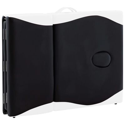 vidaXL Hopfällbar massagebänk 4 sektioner aluminium svart och vit