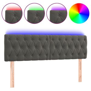 vidaXL S&auml;nggavel LED m&ouml;rkgr&aring; 144x7x78/88 cm sammet
