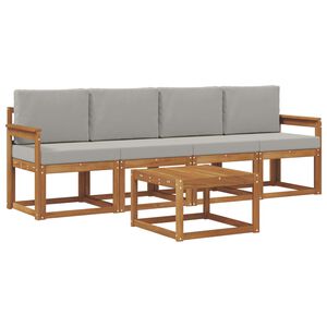 vidaXL Utomhussoffset 5 pcs Naturlig och Ljus Gr&aring; Massivt Akaciatr&auml;