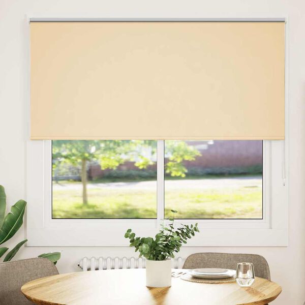 vidaXL Rullgardin m&ouml;rkl&auml;ggningsbeige 145x150 cm tyg bredd 141,6 cm