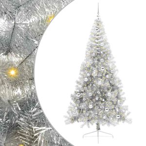vidaXL Konstgjord F&ouml;rbelyst Julgran Silver 210 cm PET