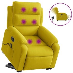 vidaXL Elektrisk massagef&aring;t&ouml;lj med uppresningshj&auml;lp gul sammet