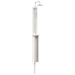 vidaXL Utomhus Dusch 246 cm Massivt talltr&auml; och rostfritt st&aring;l Vit