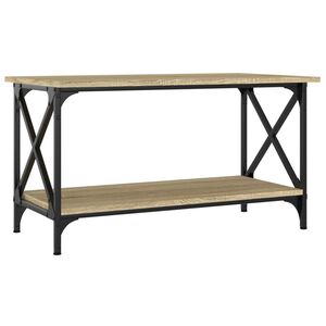 vidaXL Soffbord sonoma-ek 80x45x45 cm konstruerat tr&auml; och j&auml;rn