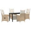 vidaXL Tr&auml;dg&aring;rdsm&ouml;belset med kudde 5 pcs Beige konstrotting