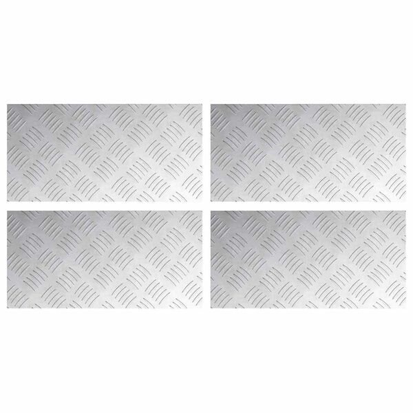 vidaXL Trappsteg Rektangul&auml;r 4 pcs Silver 40 x 20 cm Aluminium