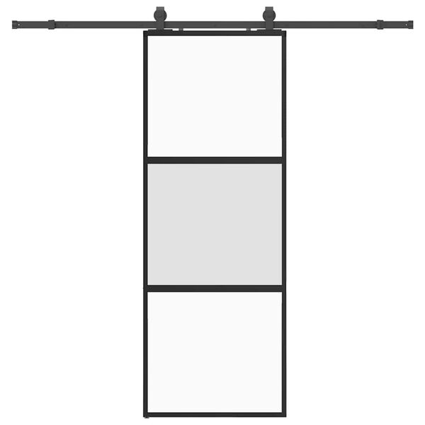 vidaXL Skjutd&ouml;rr med beslag svart 76x205 cm h&auml;rdat glas