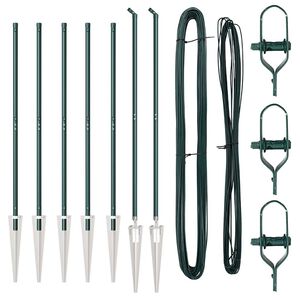 vidaXL Staketstolpar 7 pcs Grön Ø32mm 170 cm Galvaniserat stål