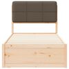 vidaXL Sängram med Klädd Huvudgavel Taupe 90 x 200 cm Massiv furu