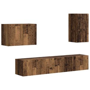 vidaXL TV v&auml;ggsk&aring;p set V&auml;ggmonterad 4 pcs Gammalt tr&auml; Konstruerat tr&auml;