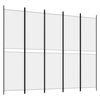 vidaXL Rumsavdelare 5 paneler vit 250x200 cm tyg