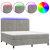 vidaXL Rams&auml;ng med madrass & LED ljusgr&aring; 180x200 cm sammet