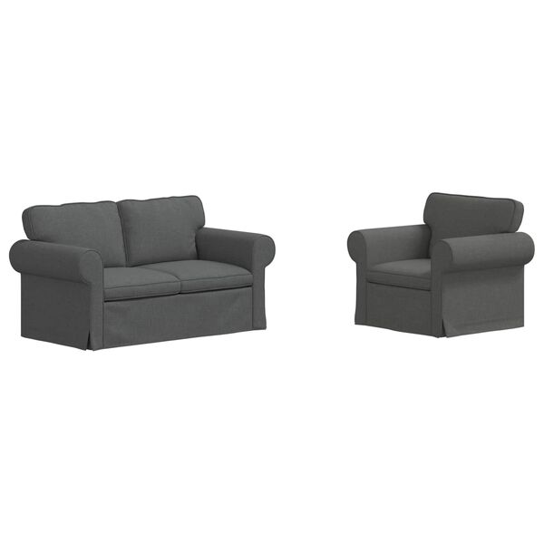 vidaXL Soffa 2 pcs M&ouml;rkgr&aring; 155 x 82 x 80 cm tyg