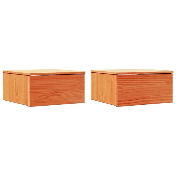 vidaXL S&auml;ngbord med l&aring;da 2 pcs Vaxbrun 37 x 35 x 18,5 cm Massiv furu