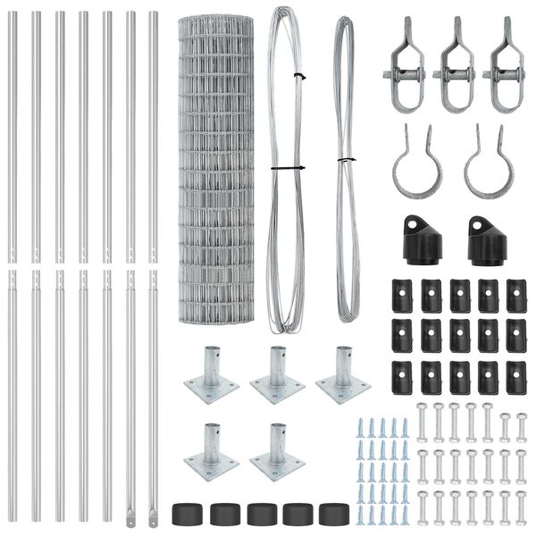 vidaXL St&auml;ngsel med stolpe Silver 1,2 x 10 m St&aring;l