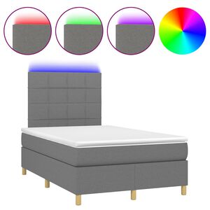 vidaXL Rams&auml;ng med madrass & LED m&ouml;rkgr&aring; 120x190 cm tyg