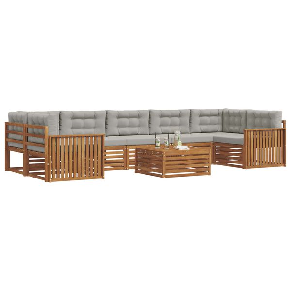 vidaXL Utomhussoffset med kudde 8 pcs Naturlig och Ljus Gr&aring;