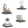 vidaXL Sv&auml;vande v&auml;gghyllor 4 st gr&aring; h&ouml;gglans 23x23,5x3,8 cm MDF