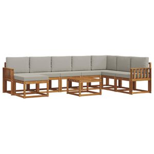 vidaXL Utomhussoffset med kudde 9 pcs Naturlig och Ljus Gr&aring;