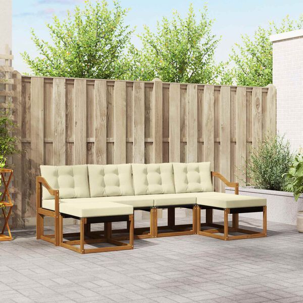 vidaXL Utomhussoffset med kudde 6 pcs Naturlig och Gr&auml;dde