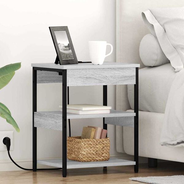 vidaXL Nattduksbord Gr&aring; Sonoma 41 x 31 x 51 cm Konstruerat tr&auml;