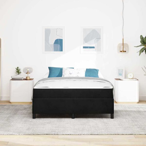 vidaXL S&auml;ngram med madrass Svart 140 x 200 cm tyg