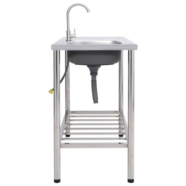 vidaXL Campingb&auml;nk med handfat och kran i rostfritt st&aring;l
