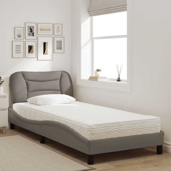 vidaXL Bed with Mattress "Hvar" Taupe 90x200 cm Fabric