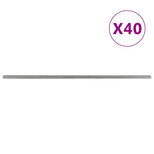vidaXL Staketstolpar 40 st silver 240 cm st&aring;l