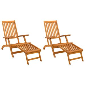 vidaXL Reclining och F&auml;llbar Solstol 2 st Massivt Akaciatr&auml;