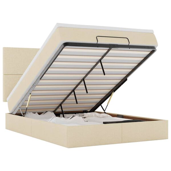 vidaXL Ottoman s&auml;ngram med madrass gr&auml;ddvit 140x190 cm tyg