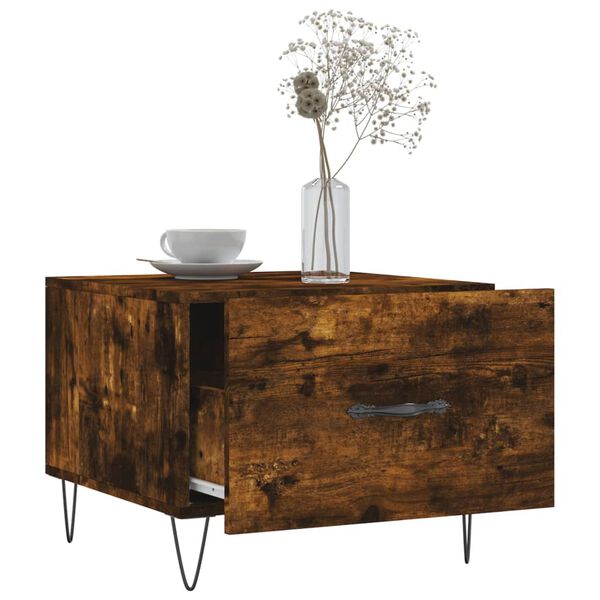 vidaXL Soffbord 2 st r&ouml;kf&auml;rgad ek 50x50x40 cm konstruerat tr&auml;