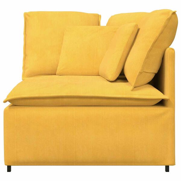 vidaXL Hörnmodul till soffa med dynor ljusgul 100 cm