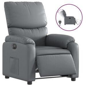 vidaXL Elektrisk reclinerf&aring;t&ouml;lj gr&aring; konstl&auml;der