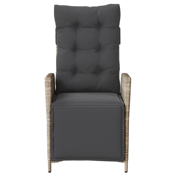 vidaXL Justerbar trädgårdsstol med fotstöd ljusgrå konstrotting