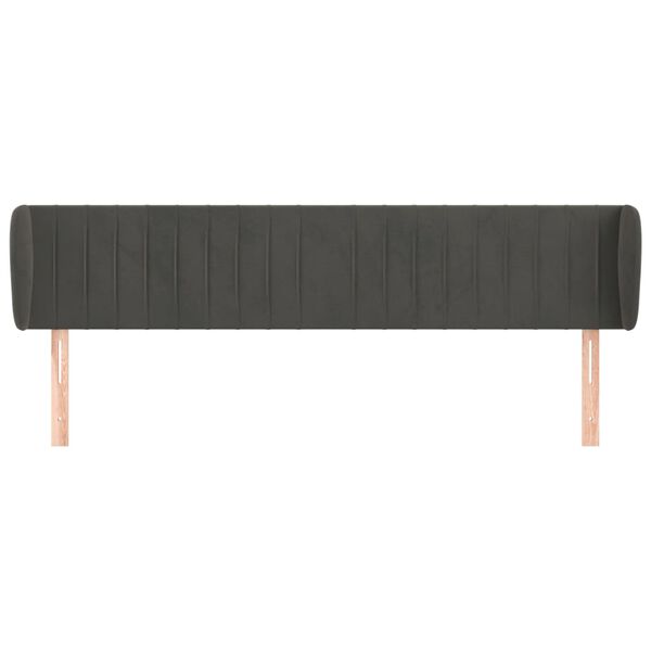 vidaXL Sänggavel med kanter mörkgrå 183x23x78/88 cm sammet