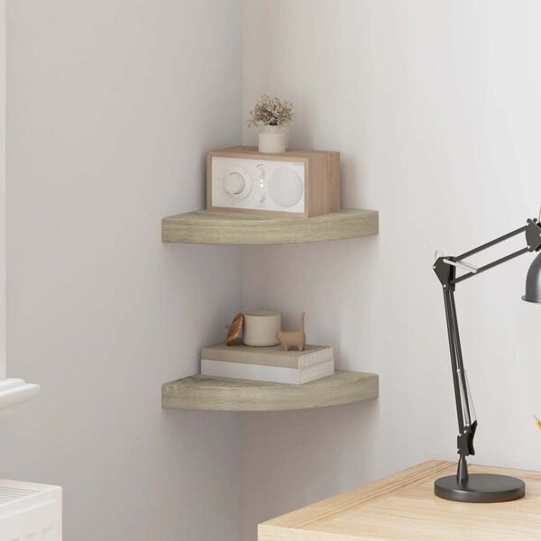 vidaXL Sv&auml;vande h&ouml;rnhyllor 2 st ek 25x25x3,8 cm MDF
