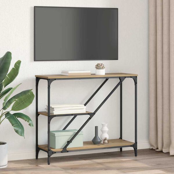 vidaXL Konsolbord Artisan Ek 88,5 x 30 x 75 cm Konstruerat tr&auml;