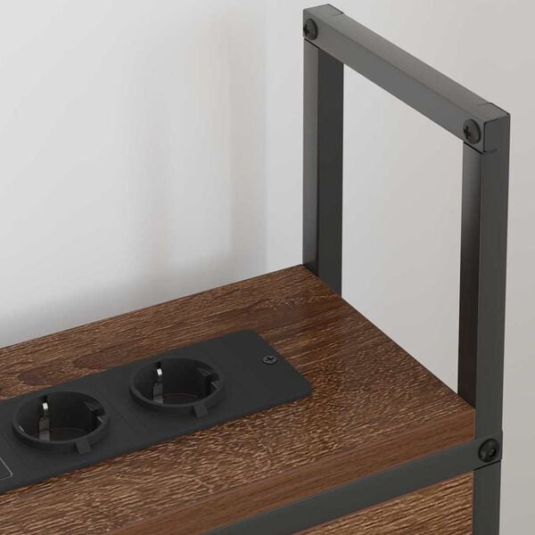 vidaXL F&ouml;rvaringsgavel med Laddstation brun ek 93 x 15 x 98 cm