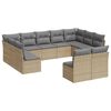 vidaXL Loungegrupp f&ouml;r tr&auml;dg&aring;rden m. dynor 11 delar beige konstrotting