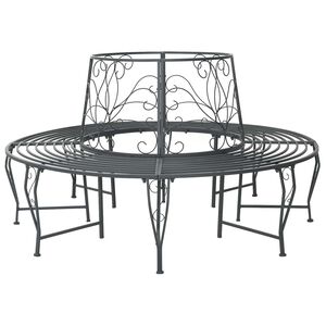 vidaXL Tr&auml;db&auml;nk 8-Antal sittplatser &Oslash; 160 x 89 cm St&aring;l Silvergr&aring; Rund