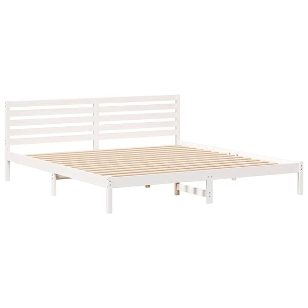 vidaXL S&auml;ngram med huvudgavel Vit 200 x 210 cm Massiv furu