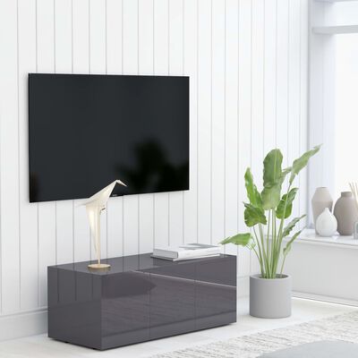 vidaXL TV-bänk grå högglans 80x34x30 cm spånskiva