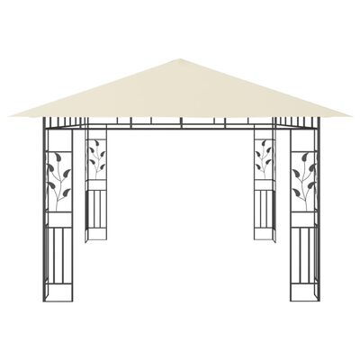 vidaXL Paviljong med myggnät och ljusslinga LED 4x3x2,73 m gräddvit