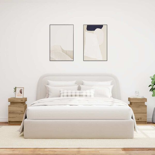 vidaXL S&auml;ngbord med LED 2 st ek 35x39x55 cm konstruerat tr&auml;