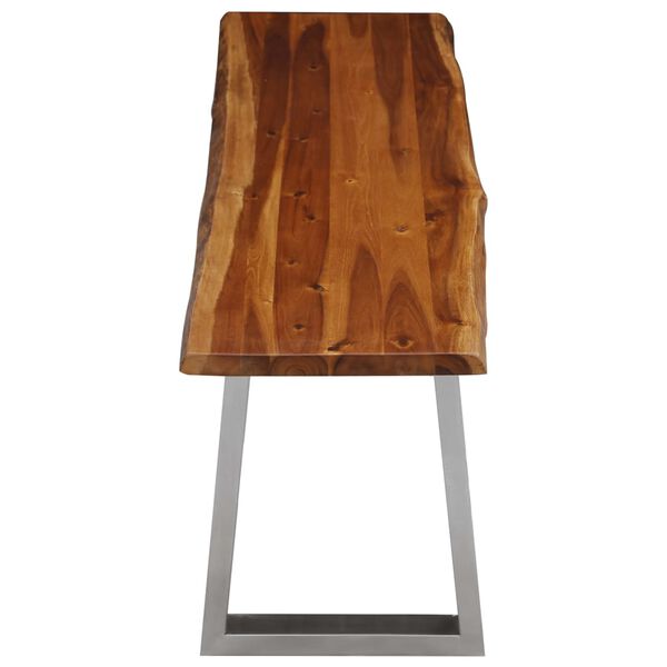 vidaXL Bänk 140 cm massivt akaciaträ och rostfritt stål