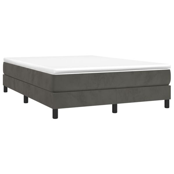 vidaXL Boxspring-s&auml;ngram m&ouml;rkgr&aring; 140x190 cm sammet