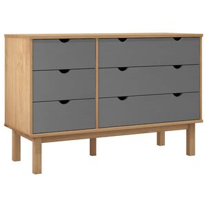 vidaXL Byr&aring; OTTA brun&gr&aring; 111x43x73,5 cm massiv furu